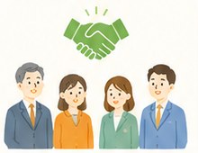 年代を超えて集まる会員のイラスト